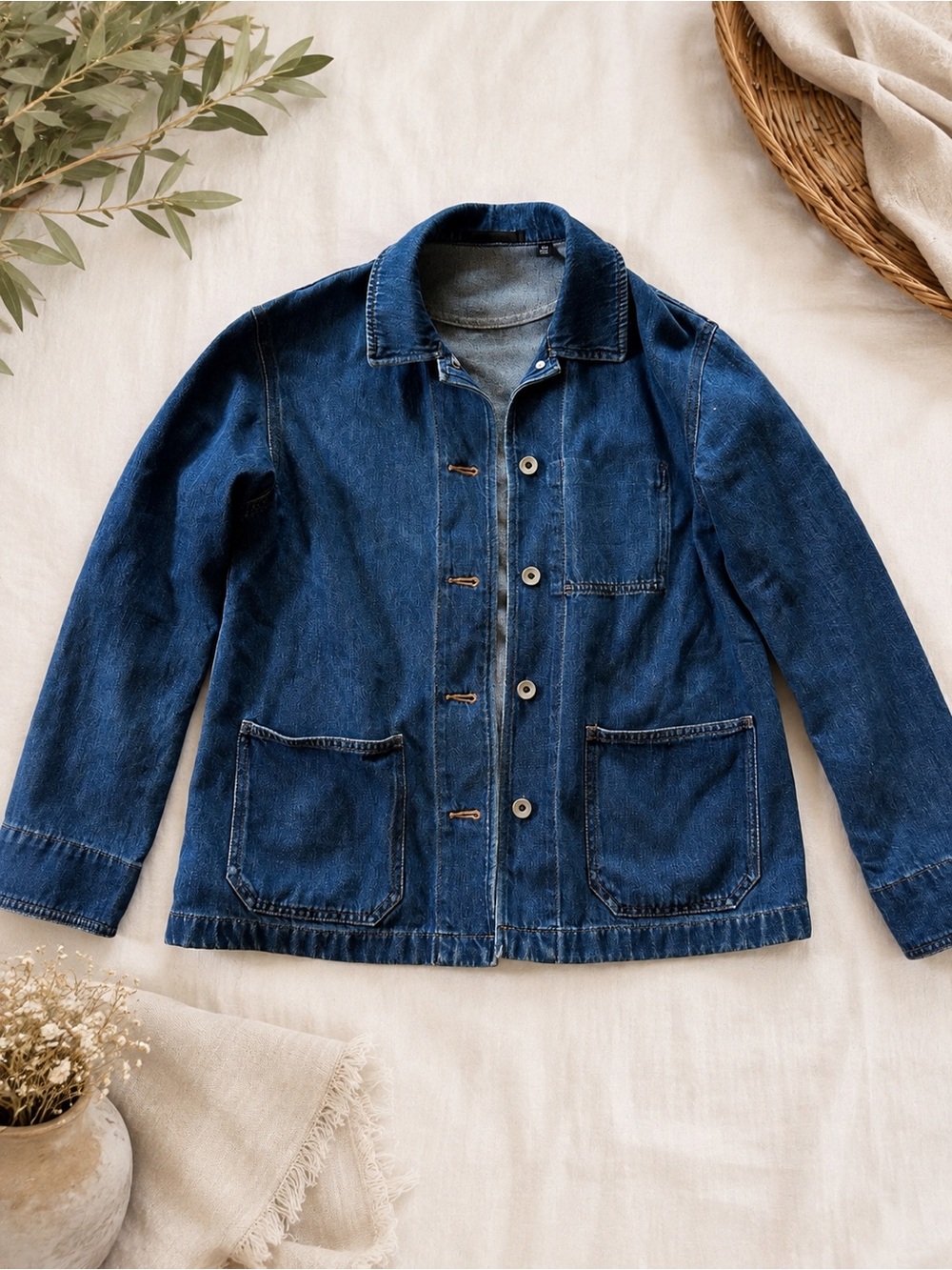 UNIQLO Denim Chore Jacket Utility Workwear Blue XXS